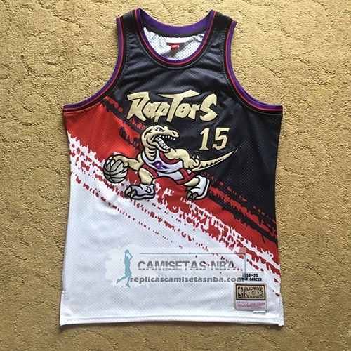 Camiseta Toronto Raptors Vince Carter Mitchell & Ness Negro Rojo